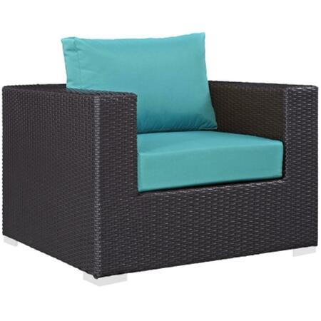 EAST END IMPORTS Sojourn Outdoor Patio Armchair- Espresso Turquoise EEI-1906-EXP-TRQ